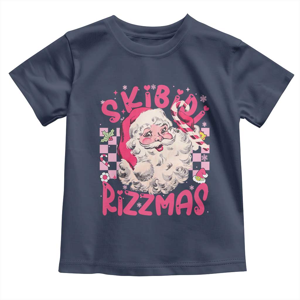 SKIBIDI Rizzmas Santa Toddler T Shirt Rizz Santa Pink Groovy Funny Xmas Gen Alpha Girl Kids