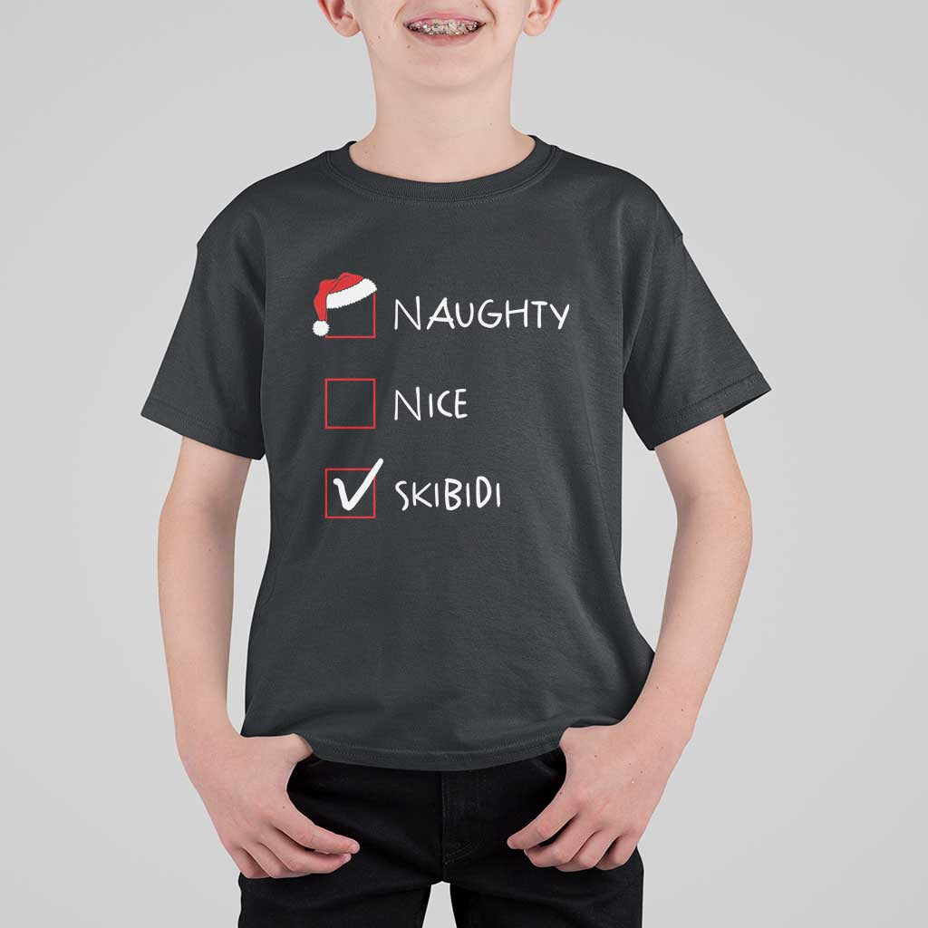 Nice Naughty Skibidi List Santa Claus Sarcastic T Shirt For Kid - Wonder Print Shop