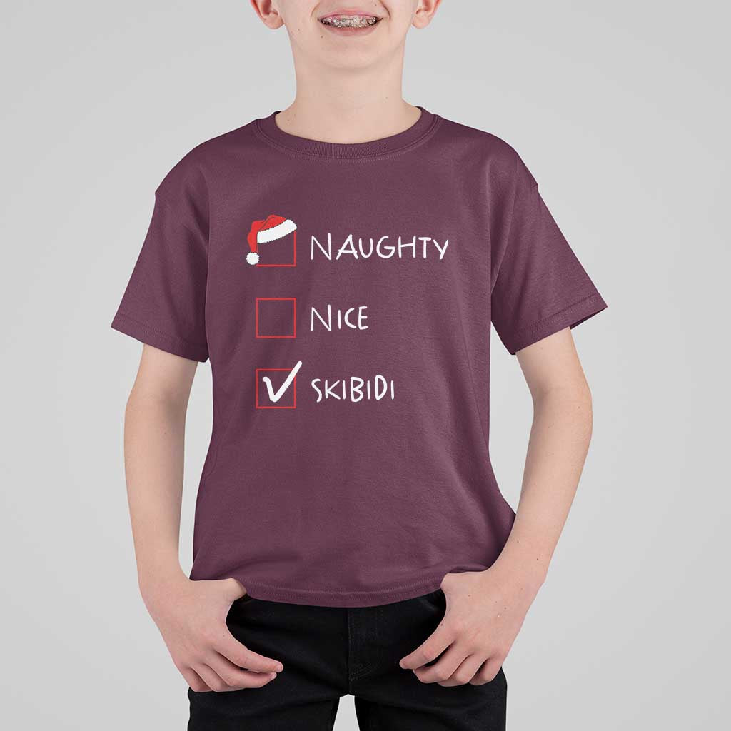 Nice Naughty Skibidi List Santa Claus Sarcastic T Shirt For Kid - Wonder Print Shop