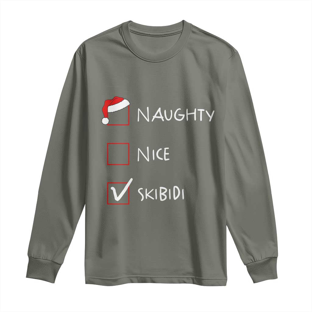 Nice Naughty Skibidi List Santa Claus Sarcastic Long Sleeve Shirt