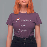 Nice Naughty Skibidi List Santa Claus Sarcastic T Shirt For Women - Wonder Print Shop