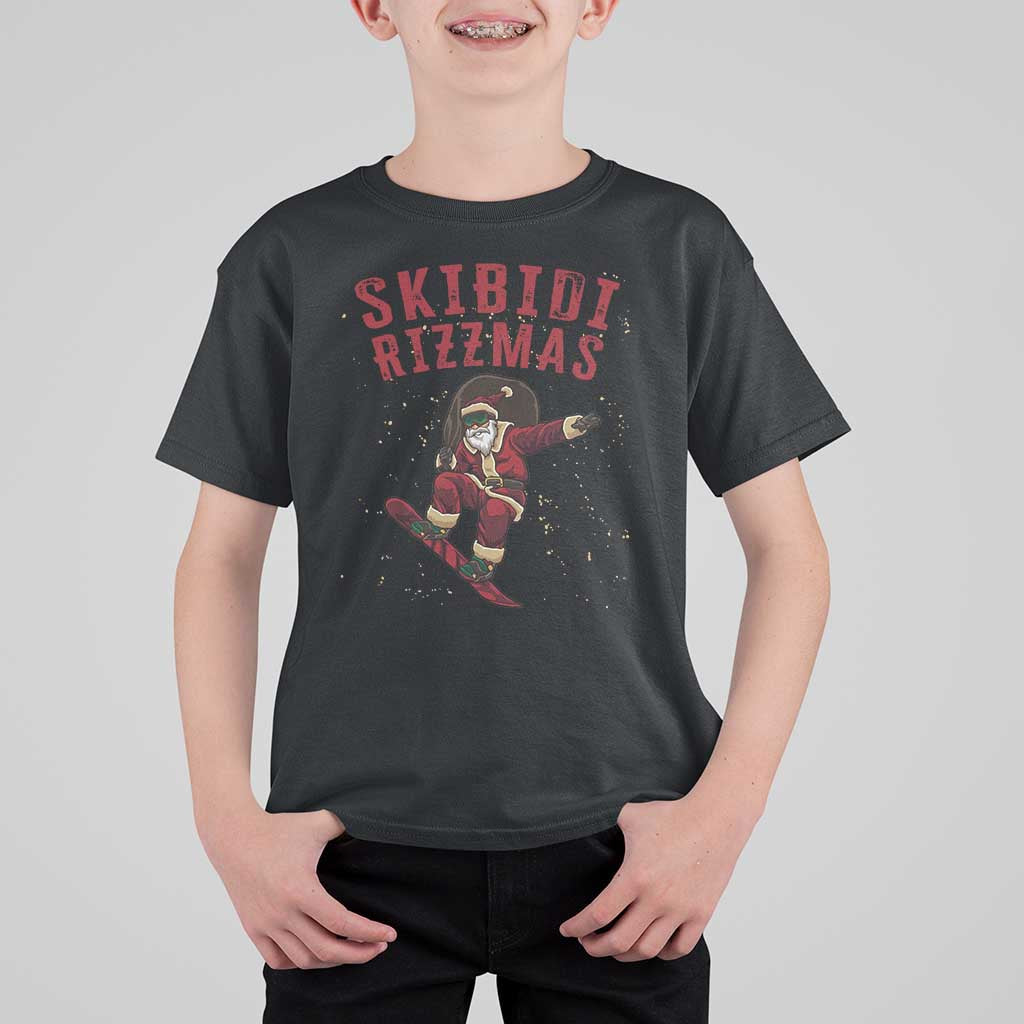 Skibidi Rizzmas Christmas T Shirt For Kid Rizz Santa Claus Skater Skateboard Skateboarder Kid Cool - Wonder Print Shop