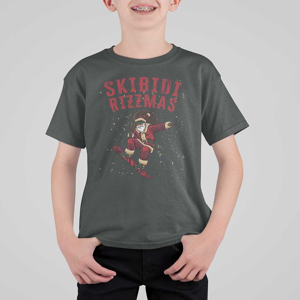 Skibidi Rizzmas Christmas T Shirt For Kid Rizz Santa Claus Skater Skateboard Skateboarder Kid Cool - Wonder Print Shop