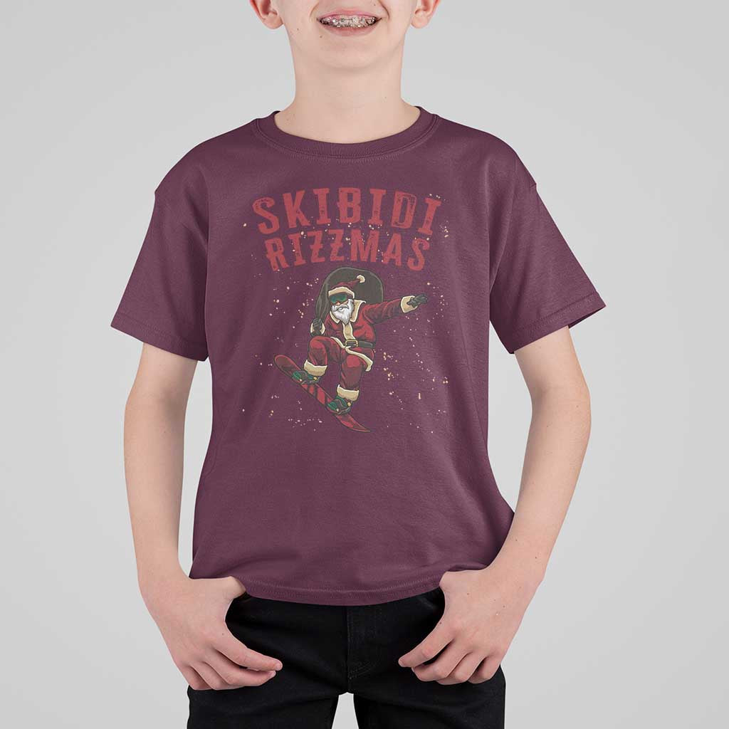 Skibidi Rizzmas Christmas T Shirt For Kid Rizz Santa Claus Skater Skateboard Skateboarder Kid Cool - Wonder Print Shop