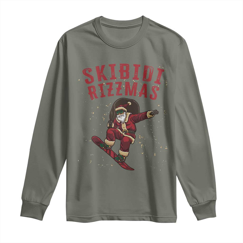 Skibidi Rizzmas Christmas Long Sleeve Shirt Rizz Santa Claus Skater Skateboard Skateboarder Kid Cool