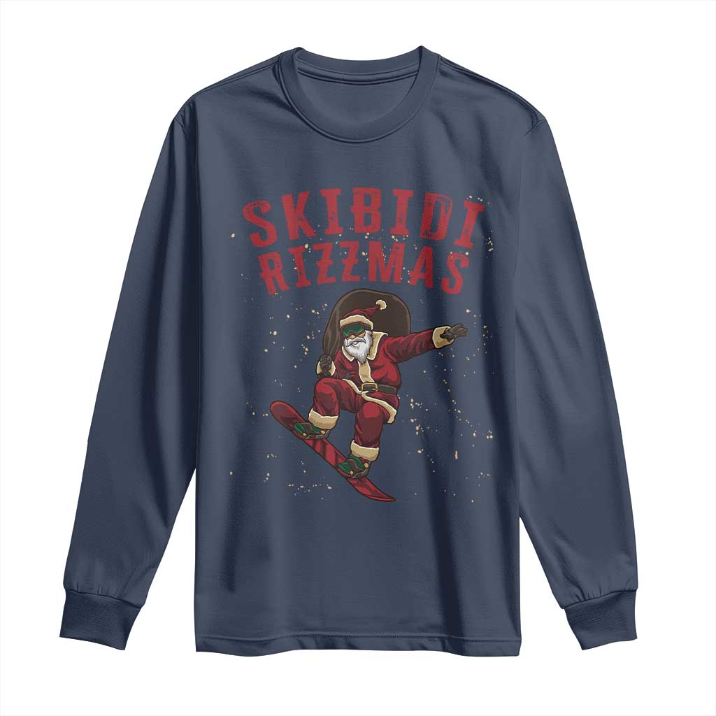 Skibidi Rizzmas Christmas Long Sleeve Shirt Rizz Santa Claus Skater Skateboard Skateboarder Kid Cool