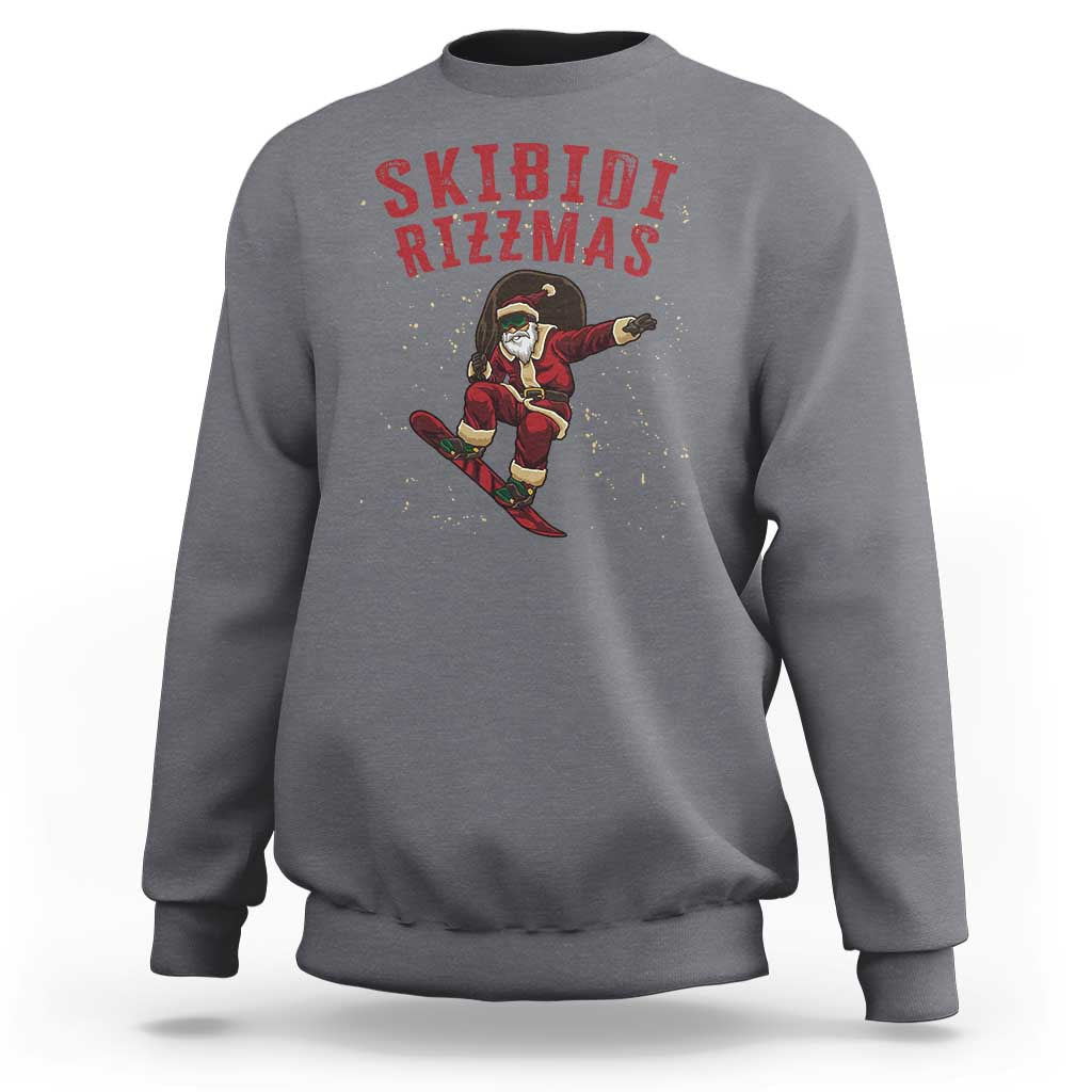 Skibidi Rizzmas Christmas Sweatshirt Rizz Santa Claus Skater Skateboard Skateboarder Kid Cool - Wonder Print Shop