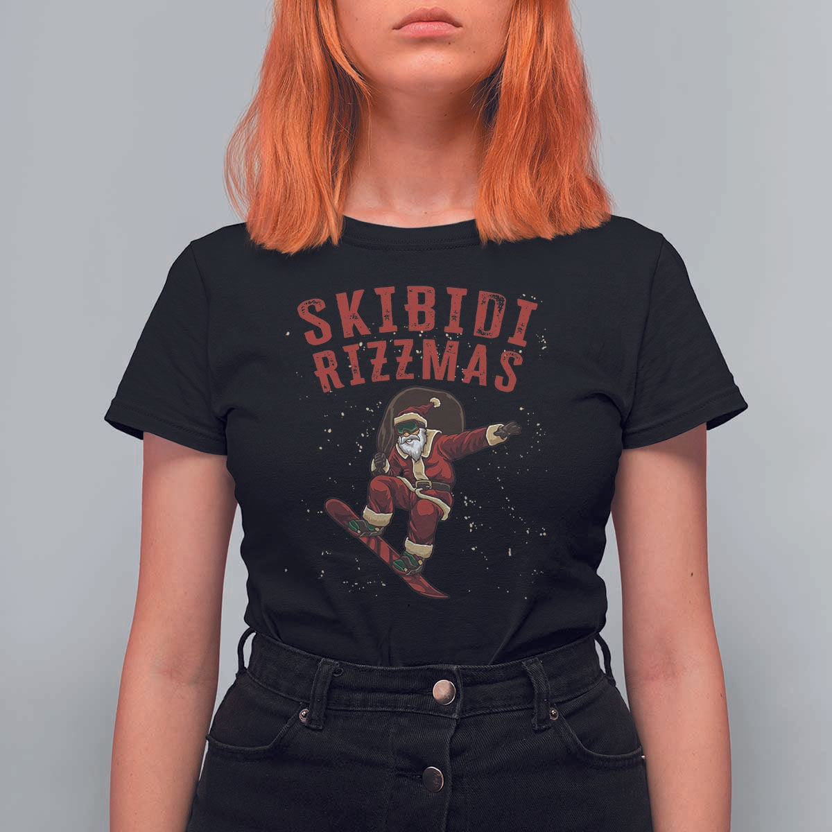 Skibidi Rizzmas Christmas T Shirt For Women Rizz Santa Claus Skater Skateboard Skateboarder Kid Cool - Wonder Print Shop