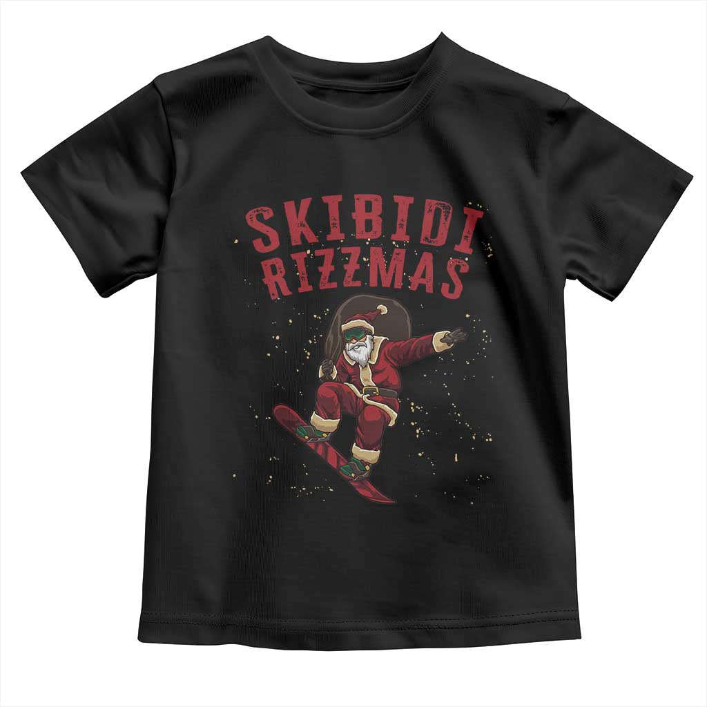 Skibidi Rizzmas Christmas Toddler T Shirt Rizz Santa Claus Skater Skateboard Skateboarder Kid Cool