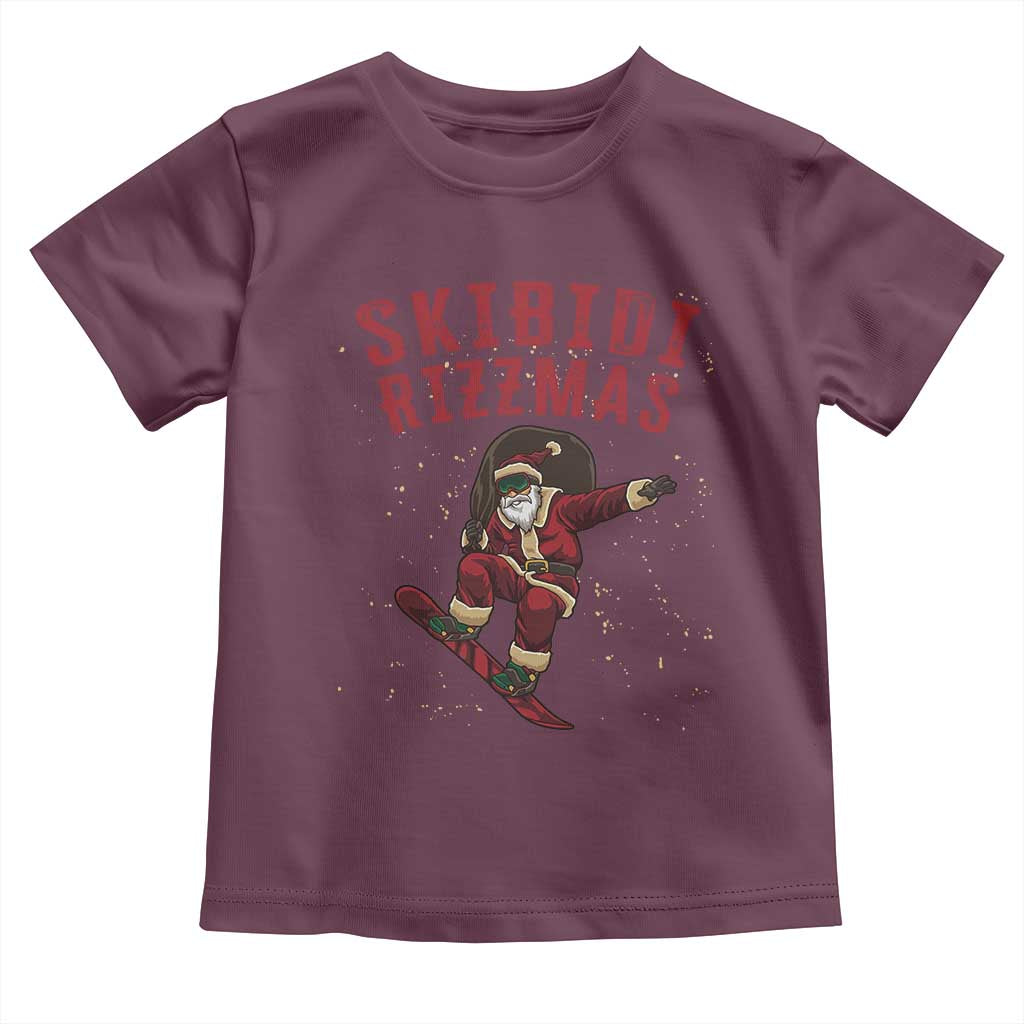 Skibidi Rizzmas Christmas Toddler T Shirt Rizz Santa Claus Skater Skateboard Skateboarder Kid Cool