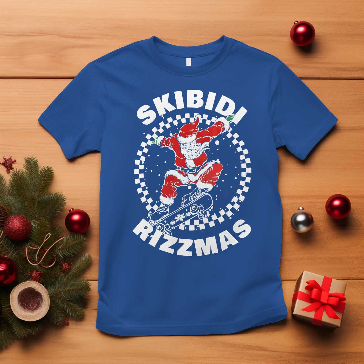 Skibidi Rizzmas Christmas T Shirt Rizz Skateboarding Santa Claus Skater Skateboard Skateboarder - Wonder Print Shop