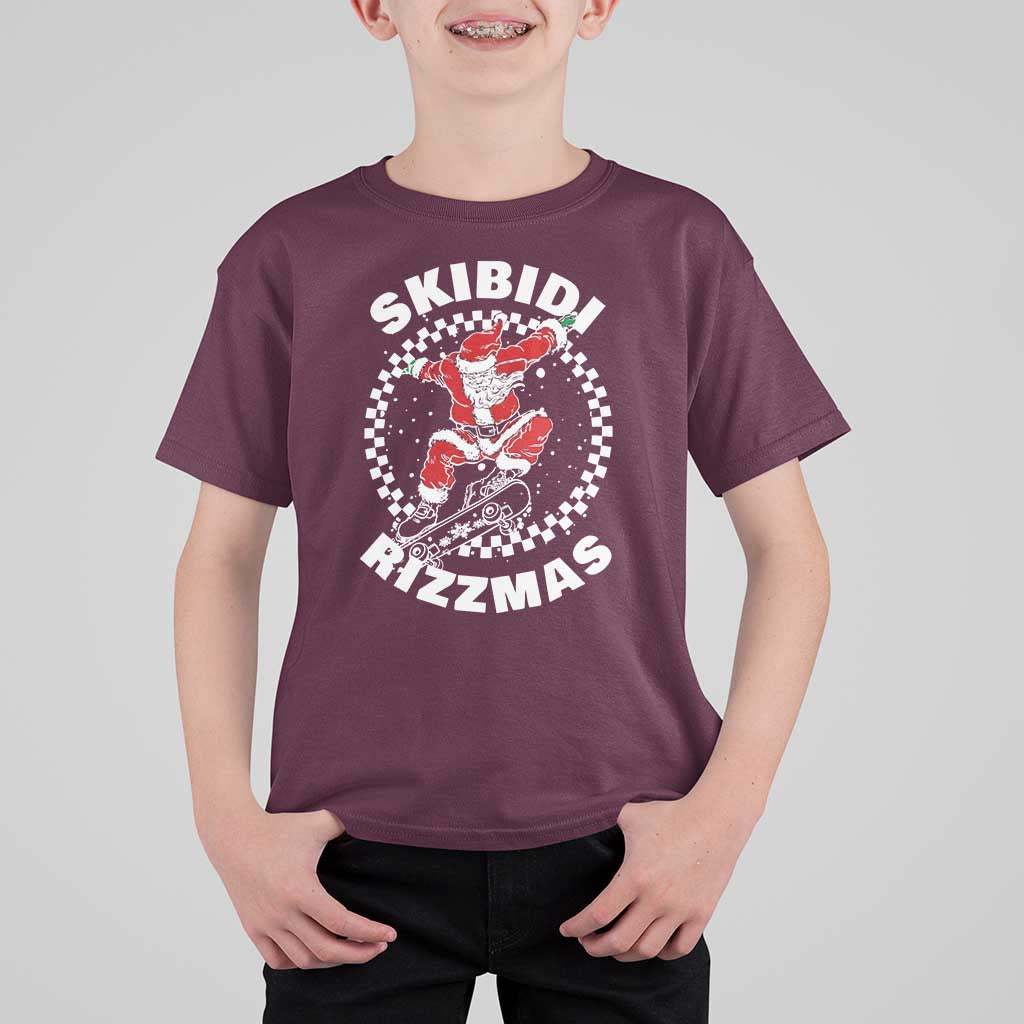 Skibidi Rizzmas Christmas T Shirt For Kid Rizz Skateboarding Santa Claus Skater Skateboard Skateboarder - Wonder Print Shop