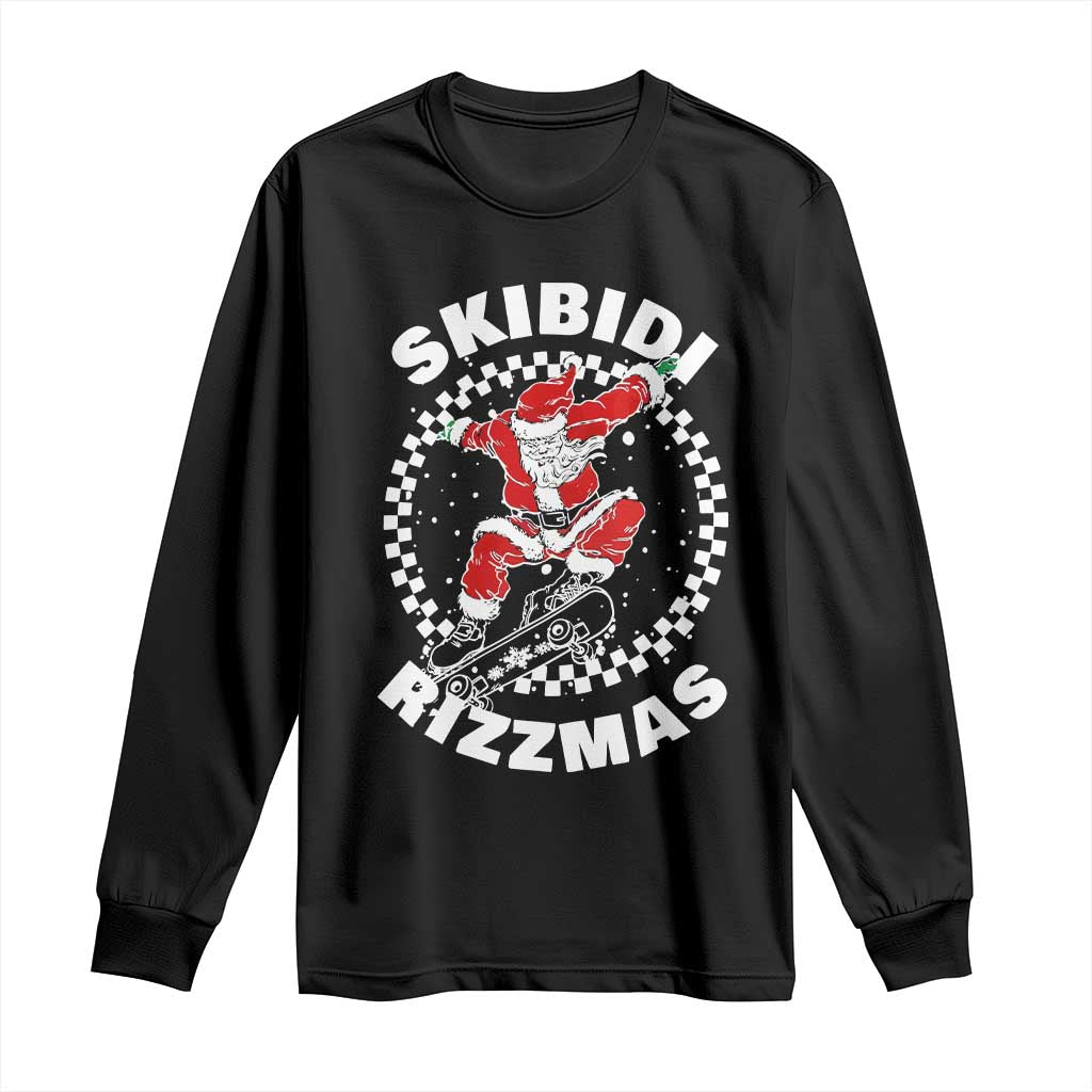 Skibidi Rizzmas Christmas Long Sleeve Shirt Rizz Skateboarding Santa Claus Skater Skateboard Skateboarder