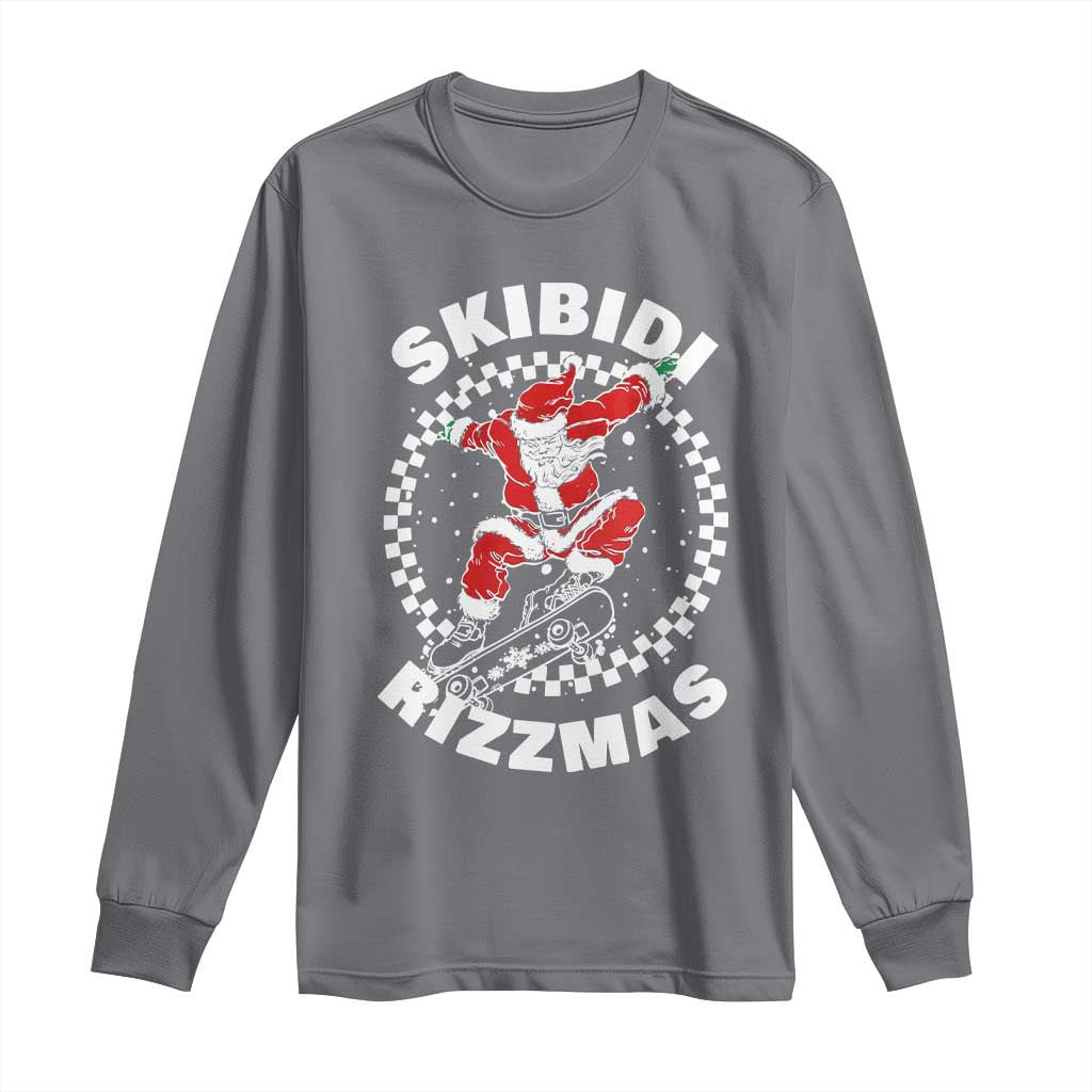 Skibidi Rizzmas Christmas Long Sleeve Shirt Rizz Skateboarding Santa Claus Skater Skateboard Skateboarder