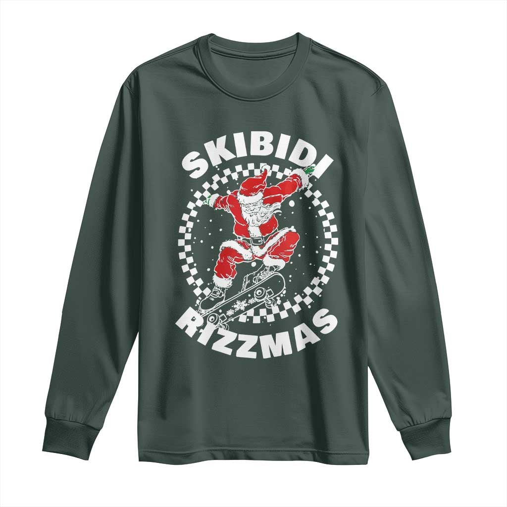 Skibidi Rizzmas Christmas Long Sleeve Shirt Rizz Skateboarding Santa Claus Skater Skateboard Skateboarder