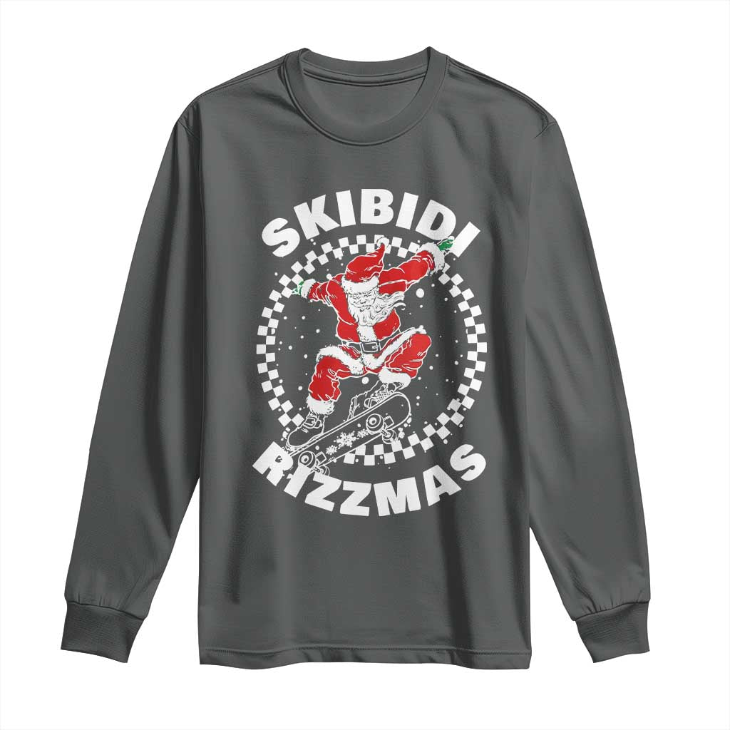 Skibidi Rizzmas Christmas Long Sleeve Shirt Rizz Skateboarding Santa Claus Skater Skateboard Skateboarder