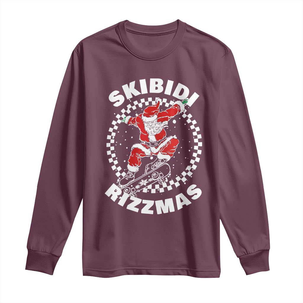 Skibidi Rizzmas Christmas Long Sleeve Shirt Rizz Skateboarding Santa Claus Skater Skateboard Skateboarder