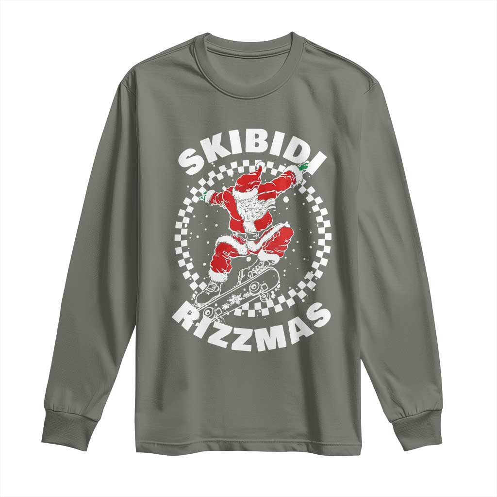 Skibidi Rizzmas Christmas Long Sleeve Shirt Rizz Skateboarding Santa Claus Skater Skateboard Skateboarder