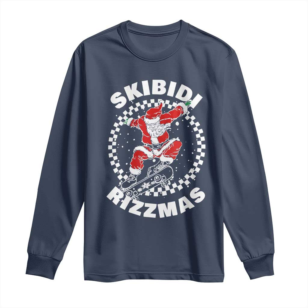 Skibidi Rizzmas Christmas Long Sleeve Shirt Rizz Skateboarding Santa Claus Skater Skateboard Skateboarder