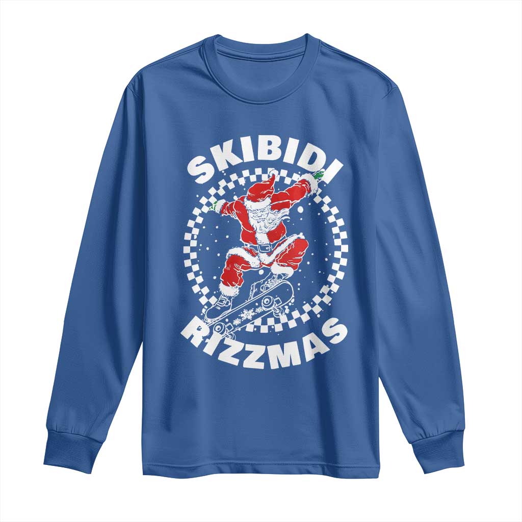 Skibidi Rizzmas Christmas Long Sleeve Shirt Rizz Skateboarding Santa Claus Skater Skateboard Skateboarder