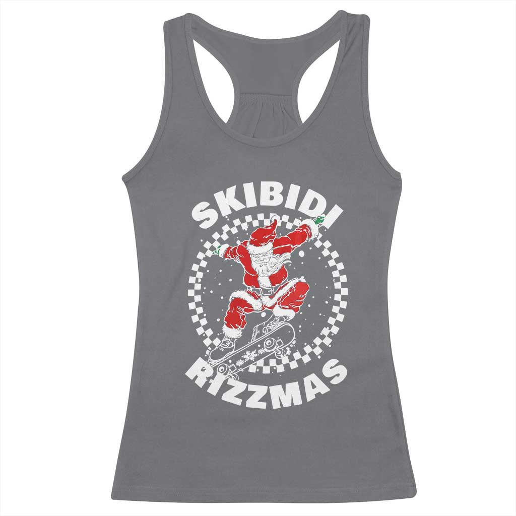 Skibidi Rizzmas Christmas Racerback Tank Top Rizz Skateboarding Santa Claus Skater Skateboard Skateboarder