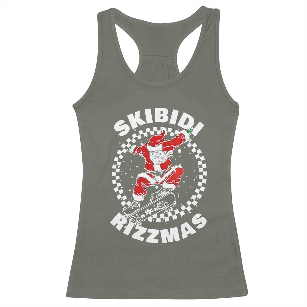 Skibidi Rizzmas Christmas Racerback Tank Top Rizz Skateboarding Santa Claus Skater Skateboard Skateboarder