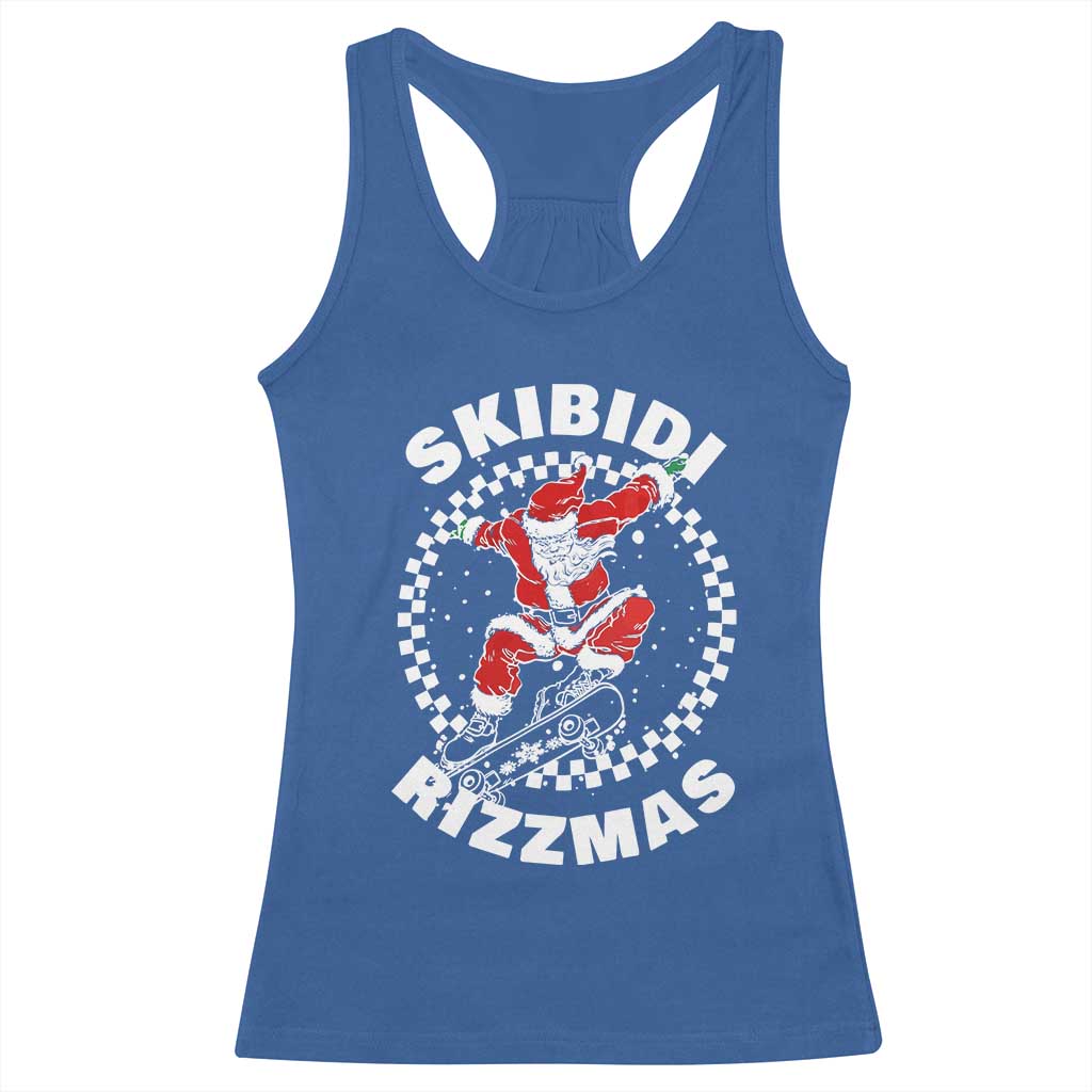 Skibidi Rizzmas Christmas Racerback Tank Top Rizz Skateboarding Santa Claus Skater Skateboard Skateboarder