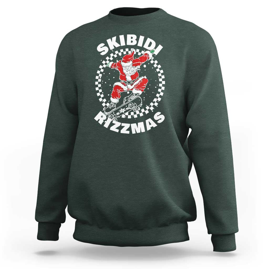 Skibidi Rizzmas Christmas Sweatshirt Rizz Skateboarding Santa Claus Skater Skateboard Skateboarder - Wonder Print Shop