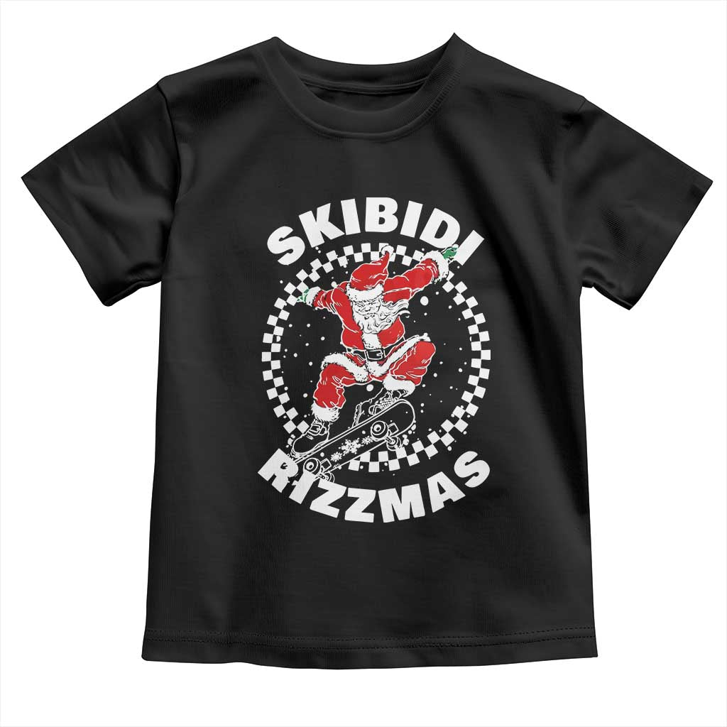 Skibidi Rizzmas Christmas Toddler T Shirt Rizz Skateboarding Santa Claus Skater Skateboard Skateboarder