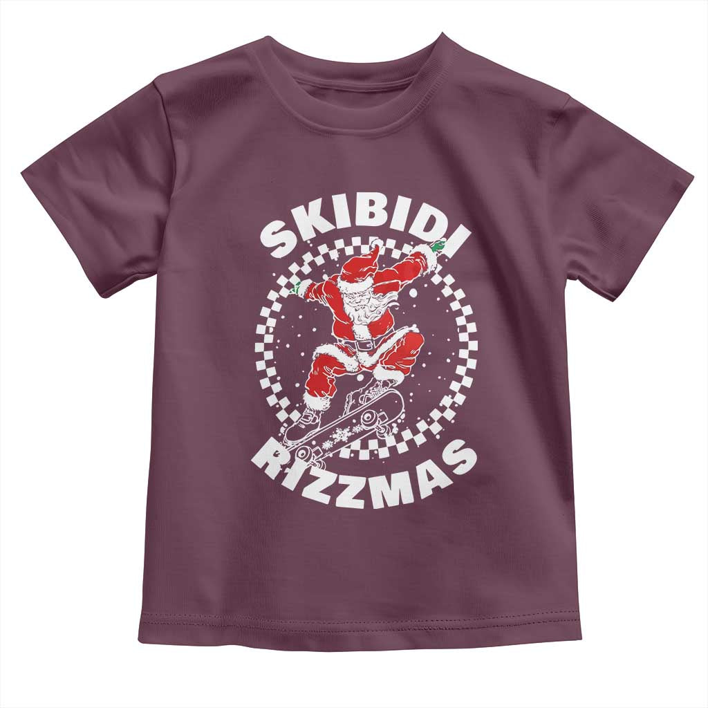 Skibidi Rizzmas Christmas Toddler T Shirt Rizz Skateboarding Santa Claus Skater Skateboard Skateboarder
