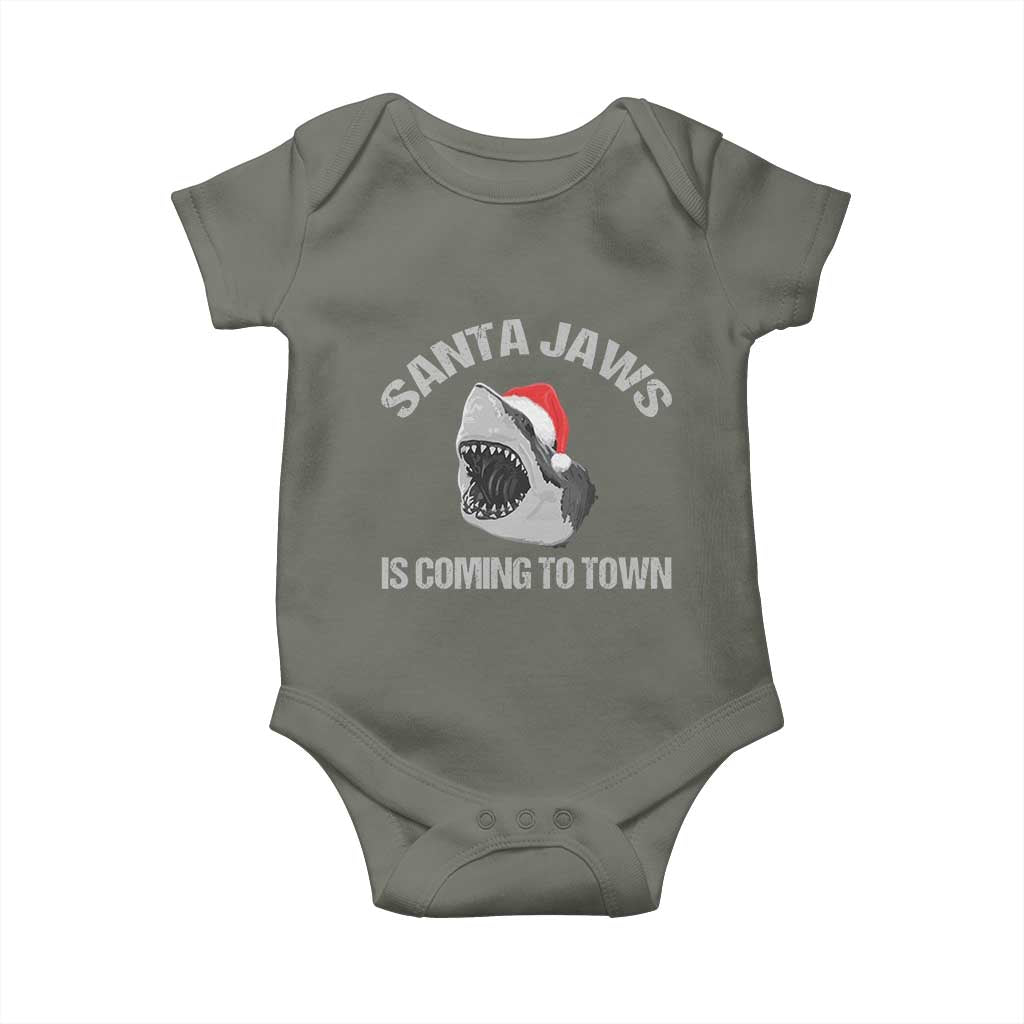 Funny Shark Christmas Baby Onesie Santa Jaws Is Coming Town