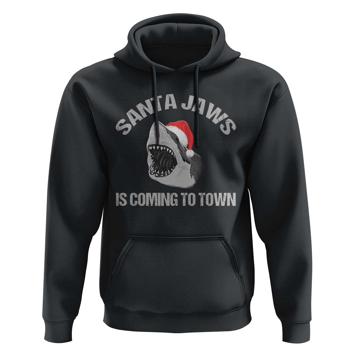 Funny Shark Christmas Hoodie Santa Jaws Is Coming Town