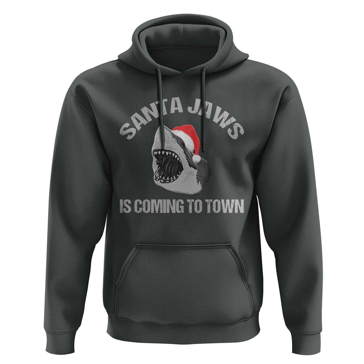 Funny Shark Christmas Hoodie Santa Jaws Is Coming Town