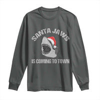 Funny Shark Christmas Long Sleeve Shirt Santa Jaws Is Coming Town