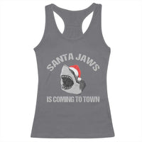 Funny Shark Christmas Racerback Tank Top Santa Jaws Is Coming Town