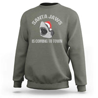 Funny Shark Christmas Sweatshirt Santa Jaws Is Coming Town - Wonder Print Shop