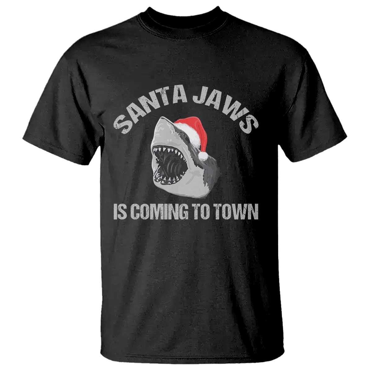 Funny Shark Christmas T Shirt Santa Jaws Is Coming Town - Wonder Print Shop