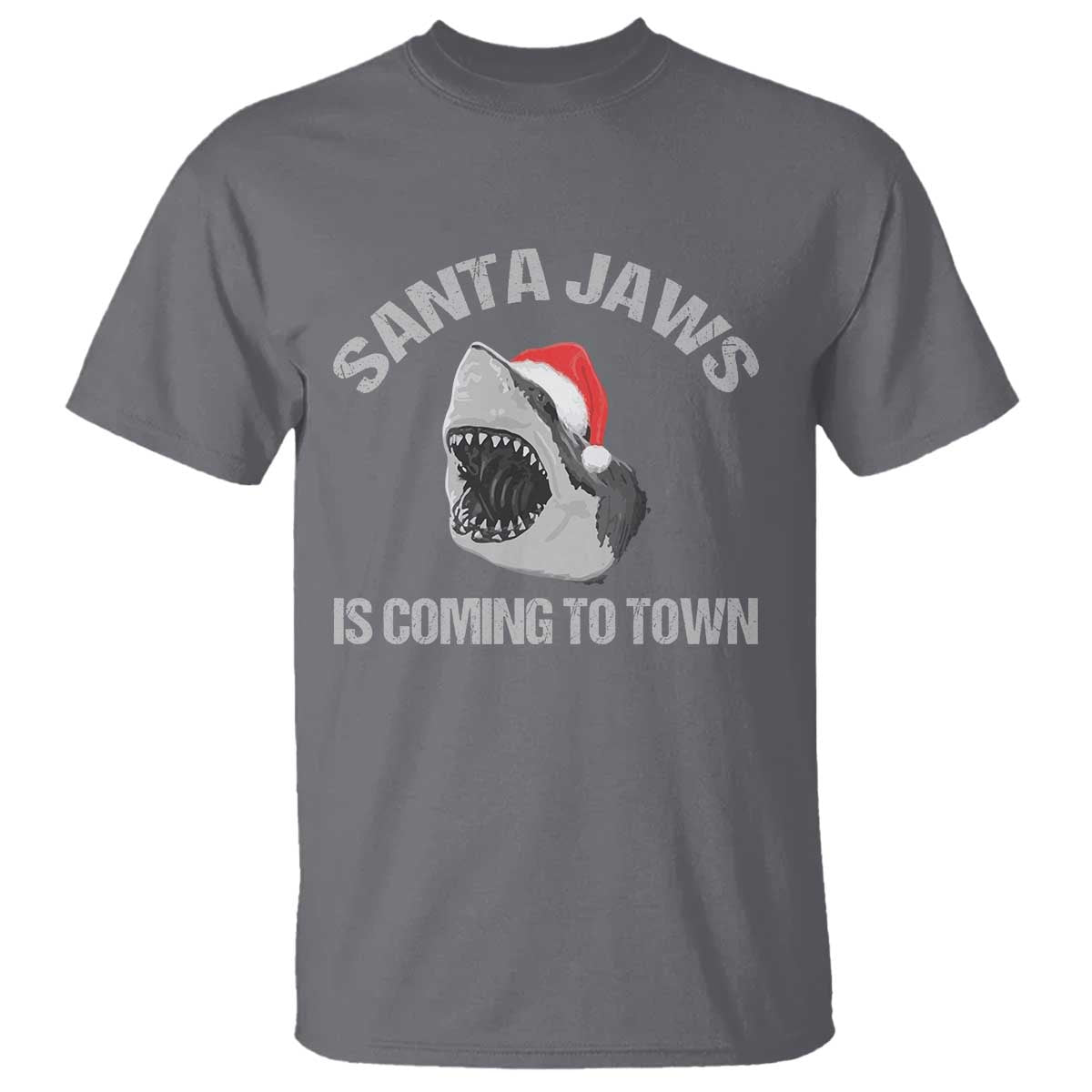 Funny Shark Christmas T Shirt Santa Jaws Is Coming Town - Wonder Print Shop