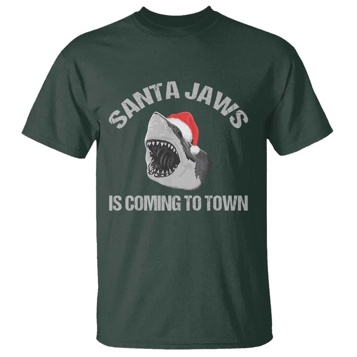Funny Shark Christmas T Shirt Santa Jaws Is Coming Town - Wonder Print Shop