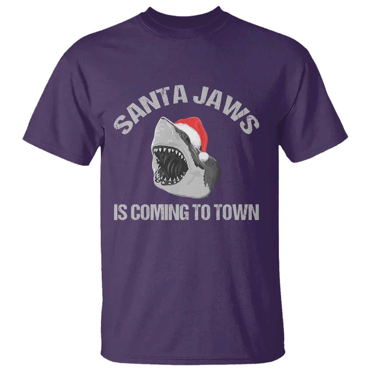 Funny Shark Christmas T Shirt Santa Jaws Is Coming Town - Wonder Print Shop
