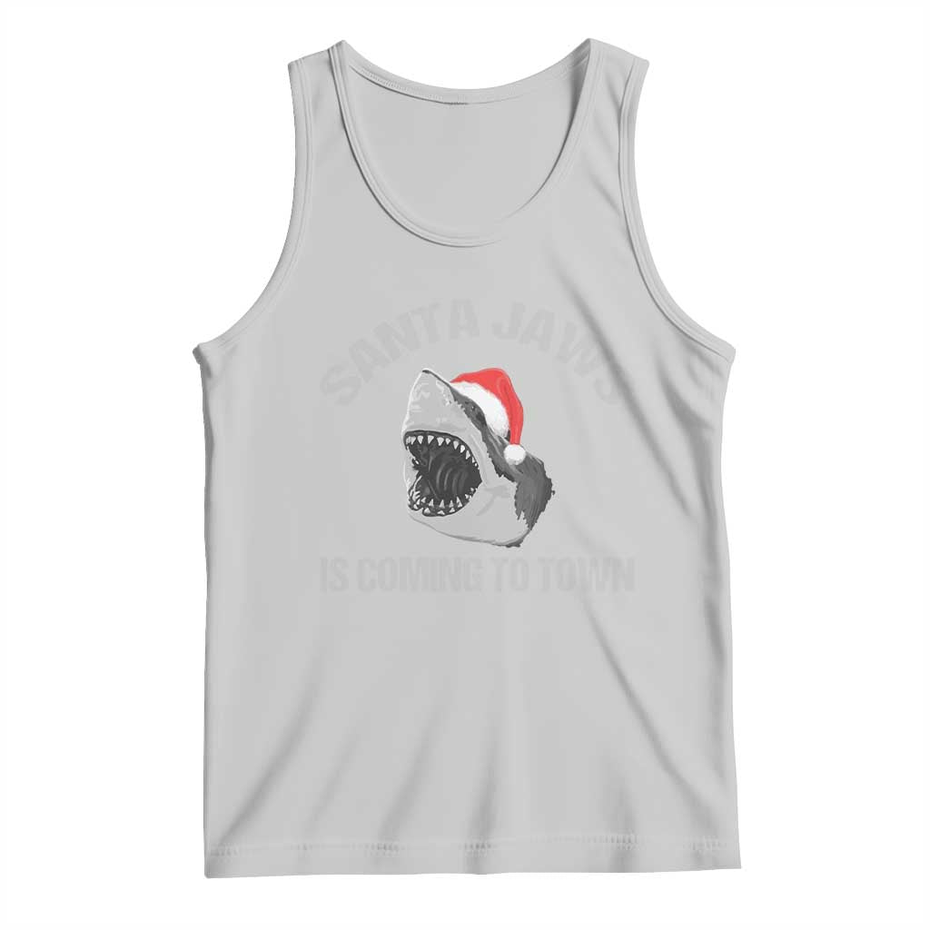 Funny Shark Christmas Tank Top Santa Jaws Is Coming Town