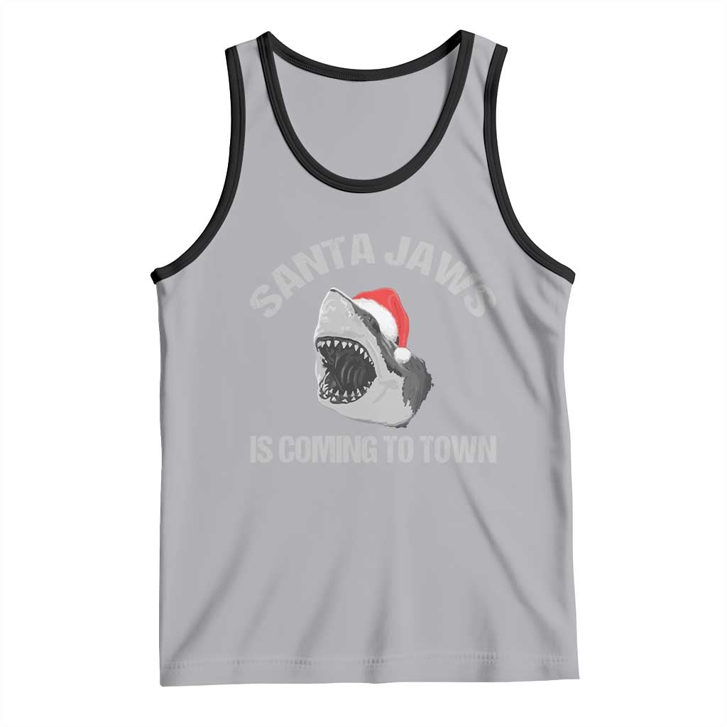 Funny Shark Christmas Tank Top Santa Jaws Is Coming Town