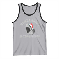 Funny Shark Christmas Tank Top Santa Jaws Is Coming Town