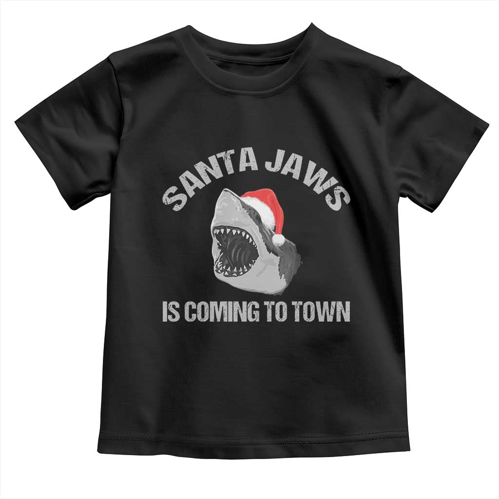 Funny Shark Christmas Toddler T Shirt Santa Jaws Is Coming Town