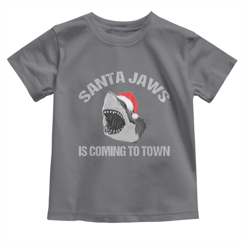 Funny Shark Christmas Toddler T Shirt Santa Jaws Is Coming Town