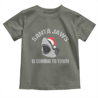 Funny Shark Christmas Toddler T Shirt Santa Jaws Is Coming Town