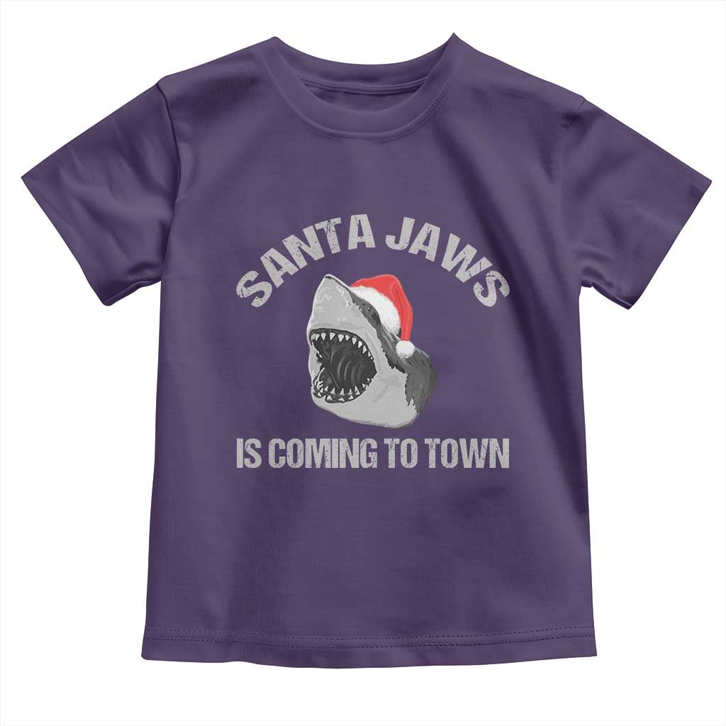 Funny Shark Christmas Toddler T Shirt Santa Jaws Is Coming Town