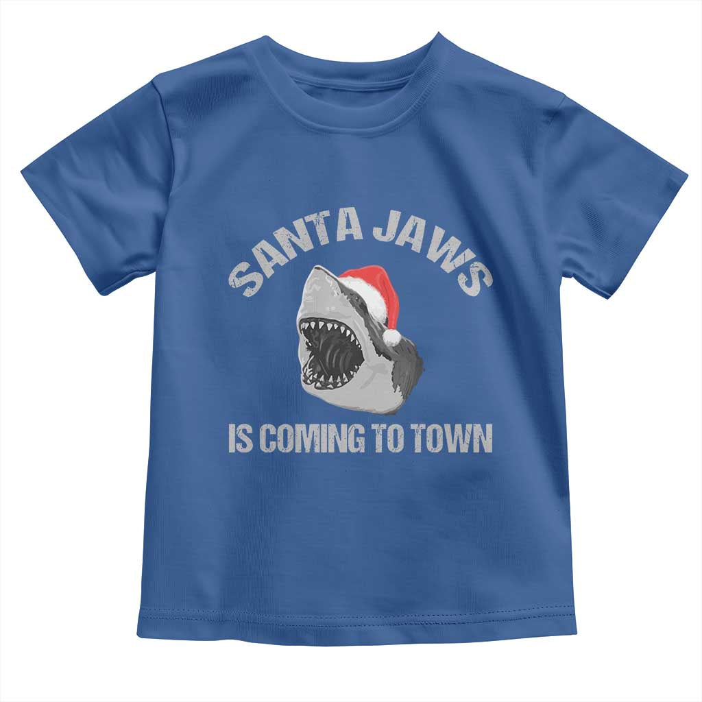 Funny Shark Christmas Toddler T Shirt Santa Jaws Is Coming Town