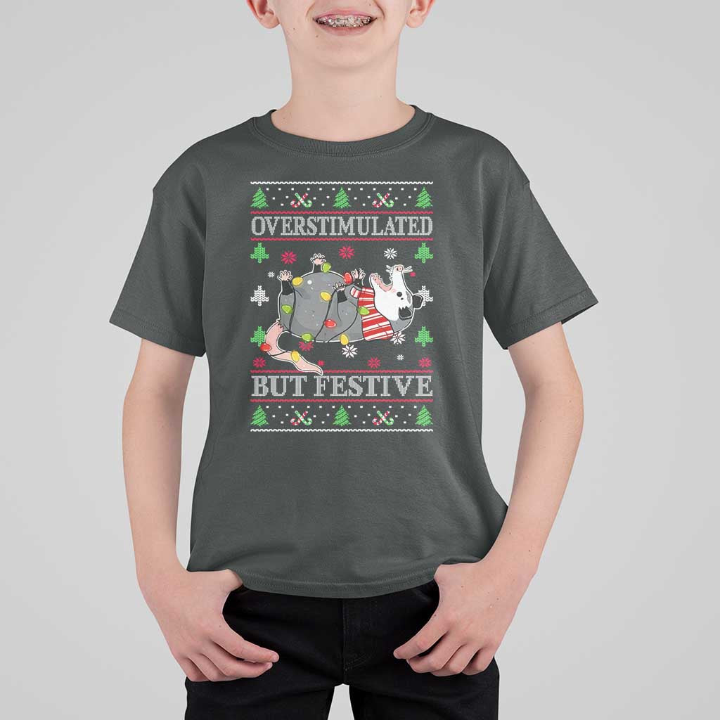 Possum Christmas T Shirt For Kid Overstimulated But Festive Ugly Christmas - Wonder Print Shop