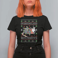 Possum Christmas T Shirt For Women Overstimulated But Festive Ugly Christmas - Wonder Print Shop